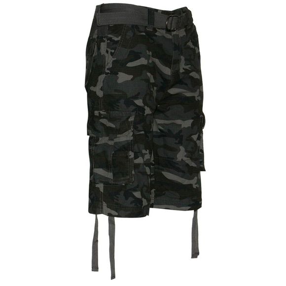 Men's Cargo Shorts Pocket Lightweight Cotton Belted Cargo Shorts Camo Dark Grey - Picture 2 of 3